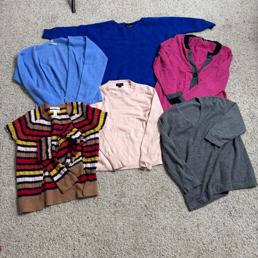 Mixed 100% Cashmere Sweater Lot 6pc J.Crew Cynthia Rowley Flawed Crafting 2+lbs